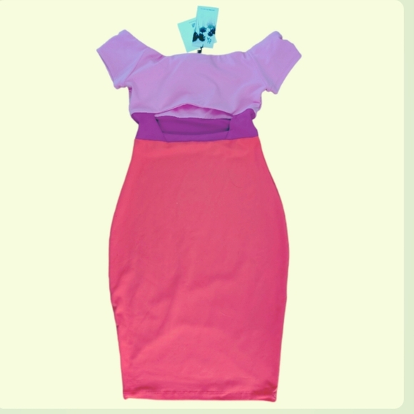Susana Monaco Color Block Off Shoulder Bodycon Dress XS NWT - Picture 4 of 8